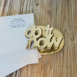 Brass “do it now” desk clip